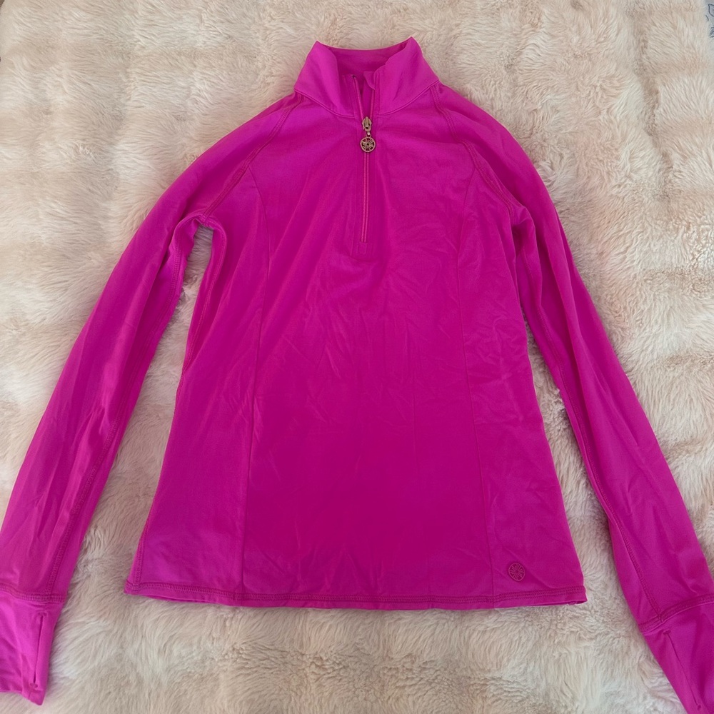 Lily Pulitzer Hot Pink Long Sleeve Quarter-Zip Top